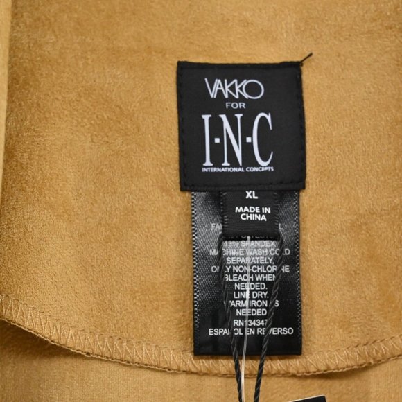 New VAKKO FOR INC INTERNATIONAL CONCEPTS Womens XL Draped Jacket Tan Faux Suede - Picture 7 of 10